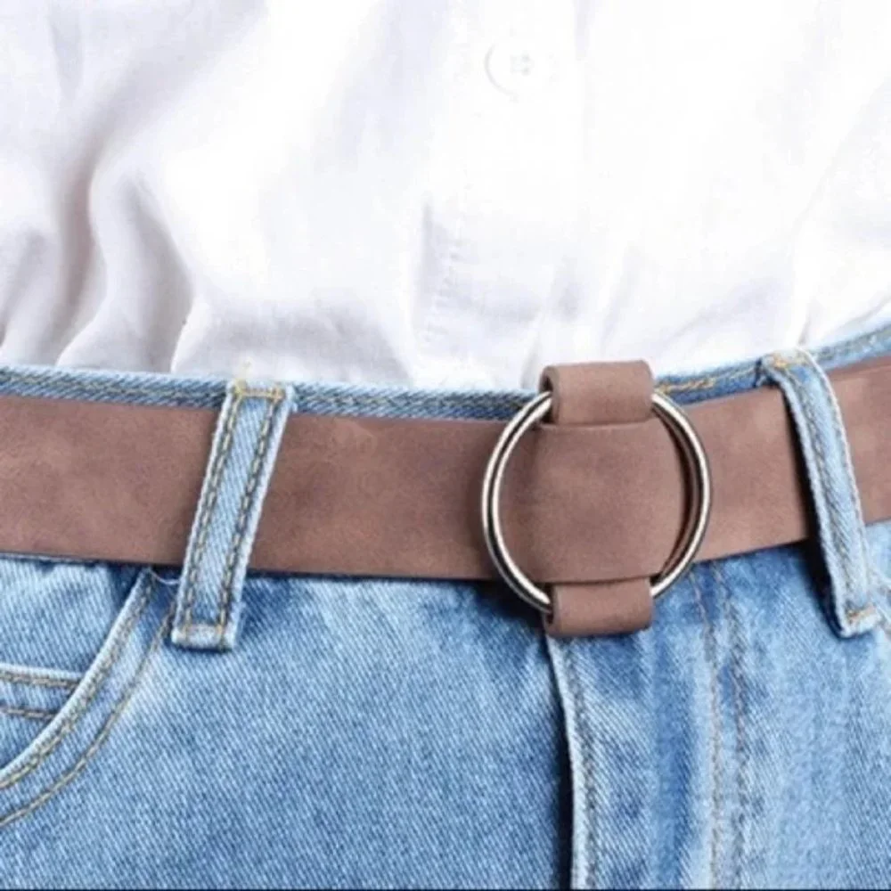 NEW Faux Vegan Leather Belt in Camel Nude Tan - Picture 11 of 12
